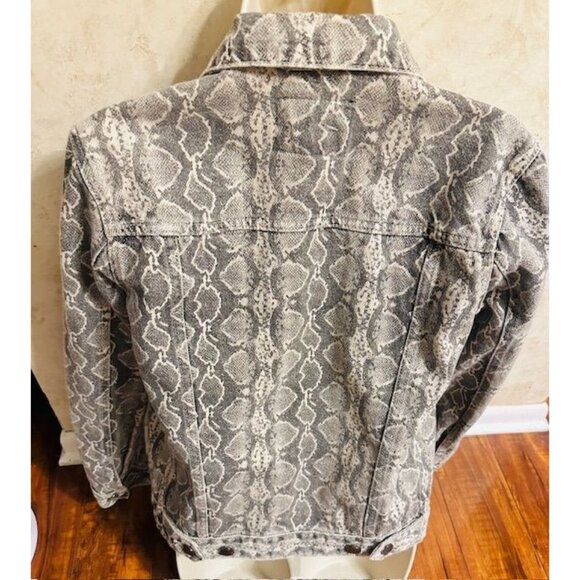 BlankNYC Women Snakeskin Print Coquette Thick Denim Button-Up Front Jacket Sz XS - Picture 4 of 7